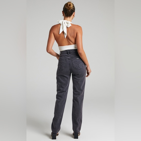 ROLLA’S Elle Super High Rise Relaxed fit Black Jeans in Comfort Smoke Size 26 - Picture 2 of 15